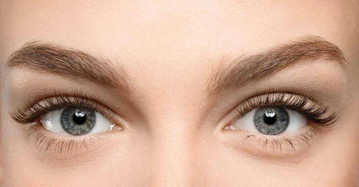 woman with lifted eyelashes and eyebrows