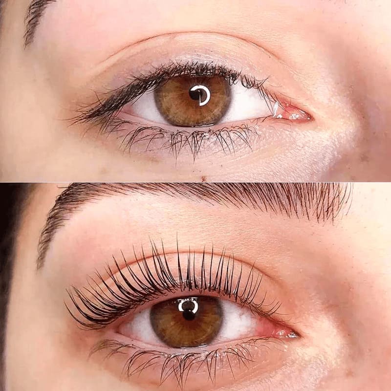 lifted lashes before and after